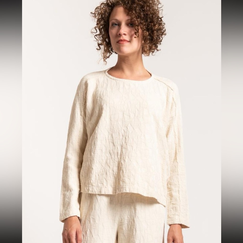 Black Crane Jacquard Top